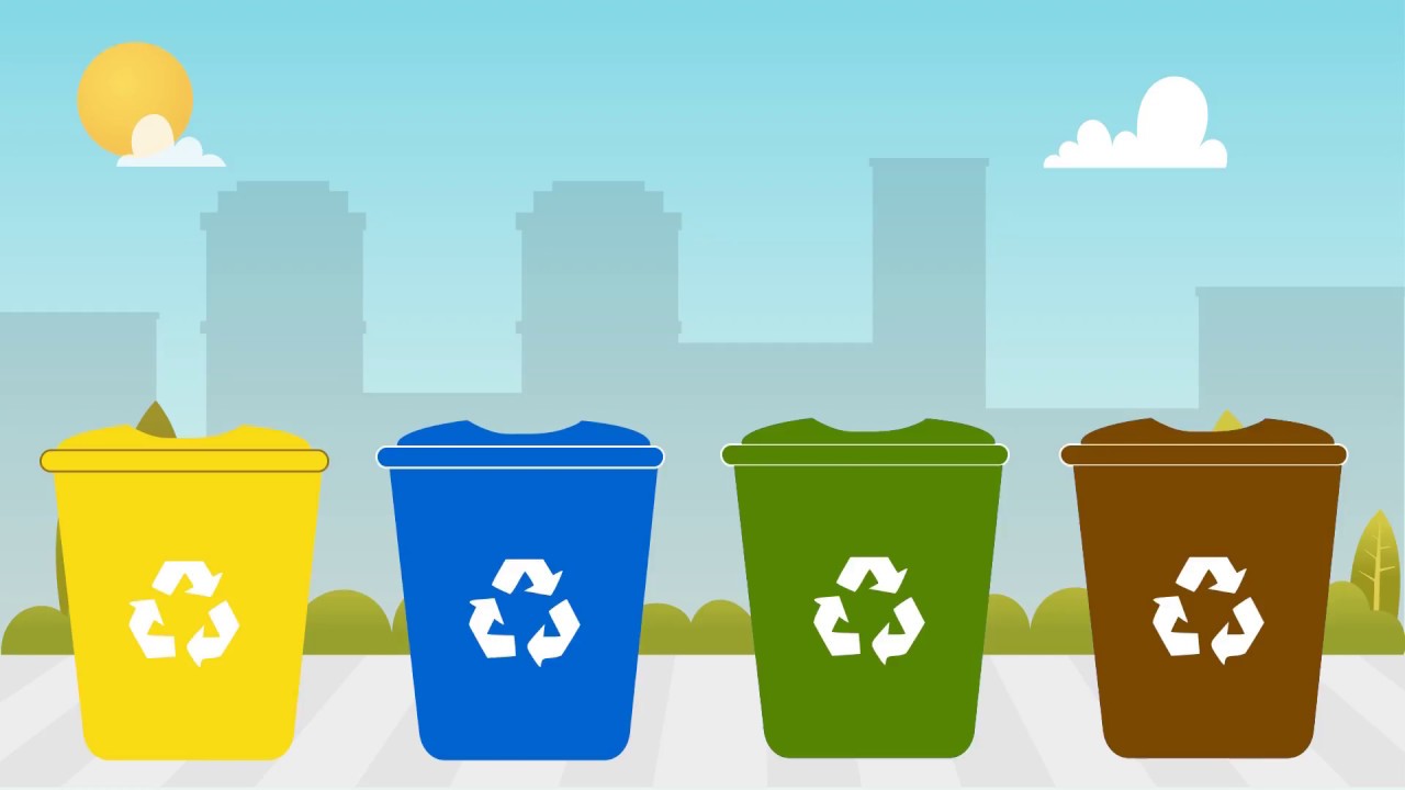 botes de basura con material reciclado