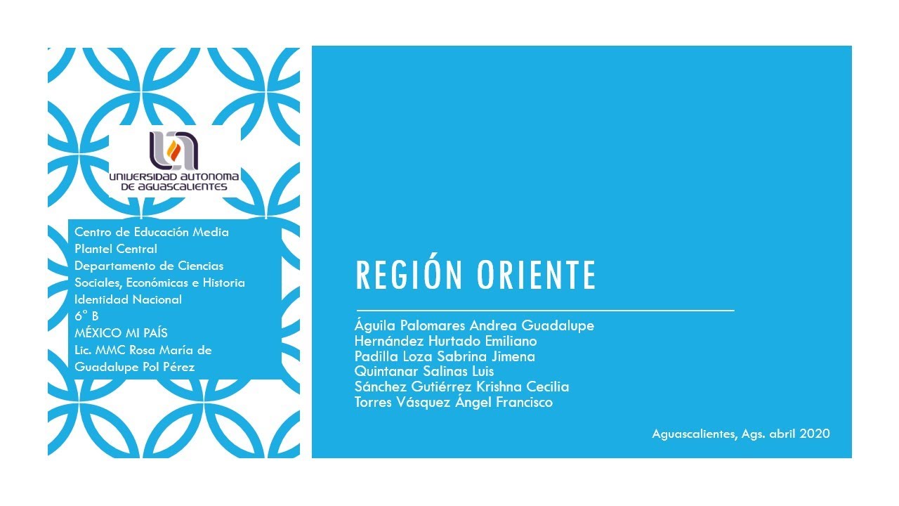 estados de la region oriental de mexico