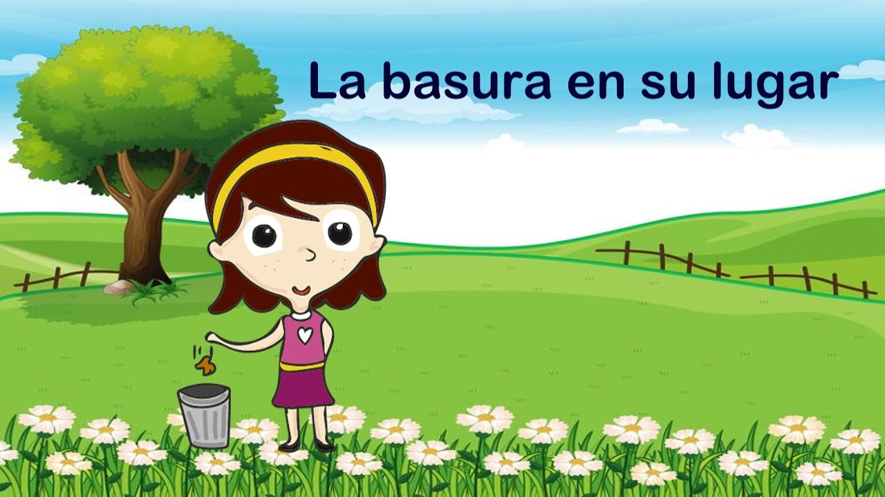 niños tirando la basura en su lugar