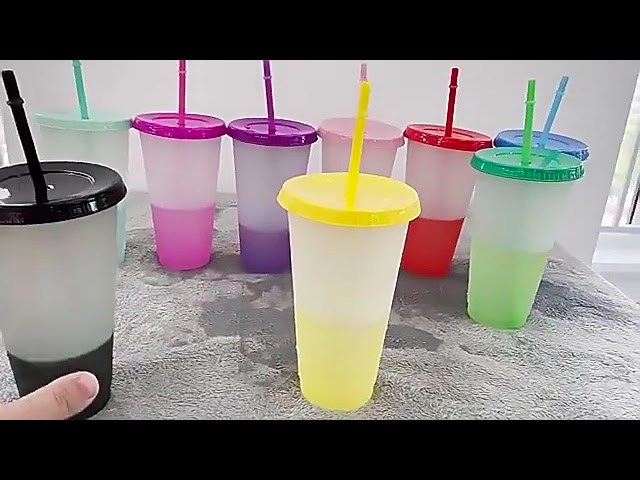 vasos de plastico con popote